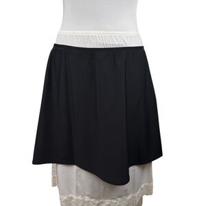 Cherokee Black Swim Cover Up Skirt 1X Textured Nylon Spandex Beach Pool Coverup